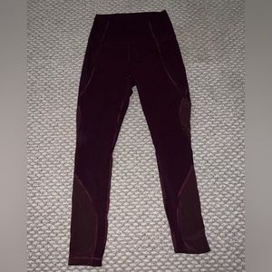 Maroon Mesh Lululemon Leggings